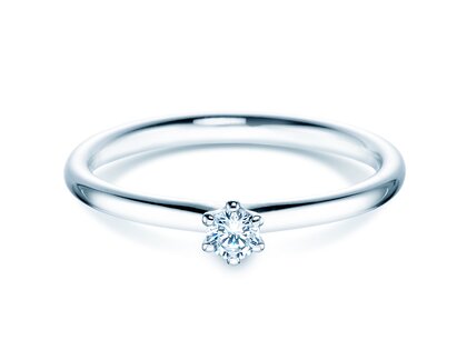Engagement ring Classic 6 in 18K white gold with diamond 0.10ct H/SI