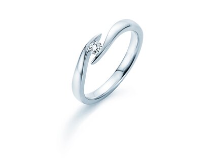 Engagement ring Twist in silver 925/- with diamond 0.10ct G/VS