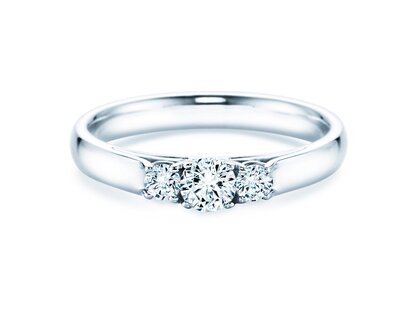 Engagement ring 3 Stones in 14K white gold with diamonds 0.11ct G/SI
