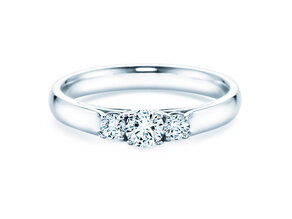 Engagement ring 3 Stones in 14K white gold with diamonds 0.11ct G/SI