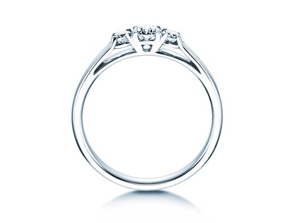 Engagement ring 3 Stones in 14K white gold with diamonds 0.11ct G/SI
