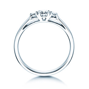 Engagement ring 3 Stones in 14K white gold with diamonds 0.11ct G/SI