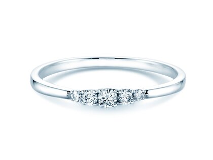 Engagement ring 5 Diamonds in 14K white gold with diamonds 0.15ct G/SI