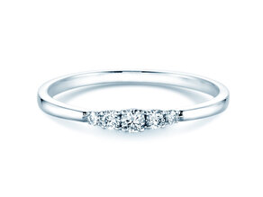 Engagement ring 5 Diamonds in 14K white gold with diamonds 0.15ct G/SI