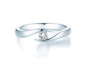 Engagement ring Twist in 14K white gold with diamond 0.15ct G/SI