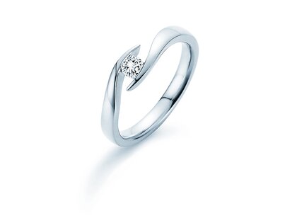 Engagement ring Twist in 14K white gold with diamond 0.15ct G/SI