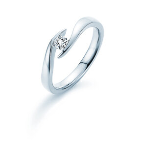 Engagement ring Twist in 14K white gold with diamond 0.15ct G/SI