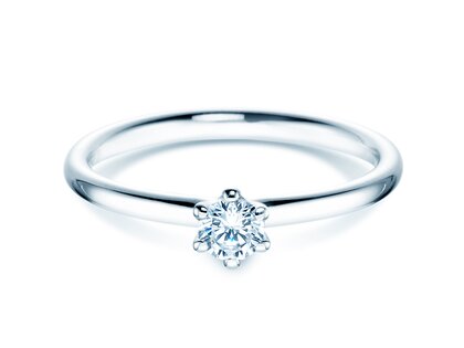 Engagement ring Classic 6 in 14K white gold with diamond 0.20ct H/SI