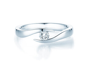 Engagement ring Twist in 14K white gold with diamond 0.20ct H/SI