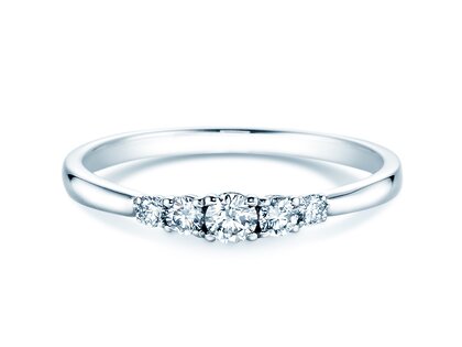 Engagement ring 5 Diamonds in 18K white gold with diamonds 0.25ct G/SI