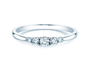 Engagement ring 5 Diamonds in 18K white gold with diamonds 0.25ct G/SI