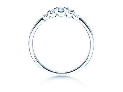 Engagement ring 5 Diamonds in 18K white gold with diamonds 0.25ct G/SI