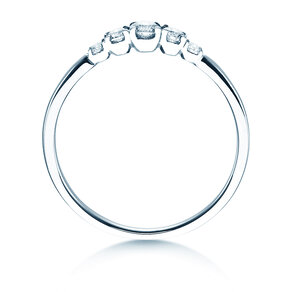 Engagement ring 5 Diamonds in 18K white gold with diamonds 0.25ct G/SI