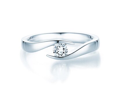 Engagement ring Twist in 14K white gold with lab-grown diamond 0.25ct E/VS