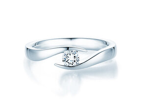 Engagement ring Twist in 14K white gold with lab-grown diamond 0.25ct E/VS