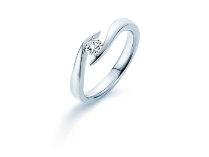 Engagement ring Twist in 14K white gold with lab-grown diamond 0.25ct E/VS