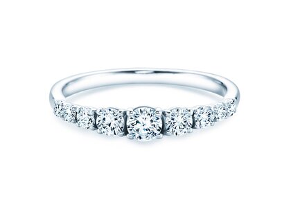 Engagement ring 9 Diamonds in platinum 950/- with diamonds 0.27ct G/SI