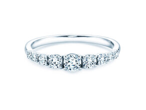 Engagement ring 9 Diamonds in platinum 950/- with diamonds 0.27ct G/SI