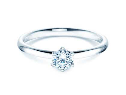 Engagement ring Classic 6 in 14K white gold with diamond 0.30ct G/IF