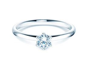 Engagement ring Classic 6 in 14K white gold with diamond 0.30ct G/IF