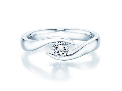 Engagement ring Twist in 9K white gold with diamond 0.30ct H/SI