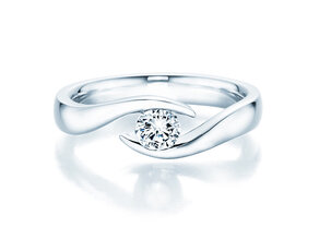 Engagement ring Twist in 9K white gold with diamond 0.30ct H/SI