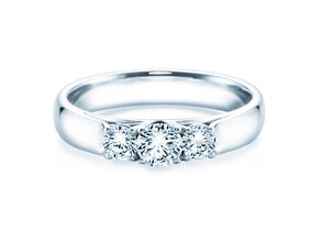 Engagement ring 3 Stones in 14K white gold with diamonds 0.40ct G/SI