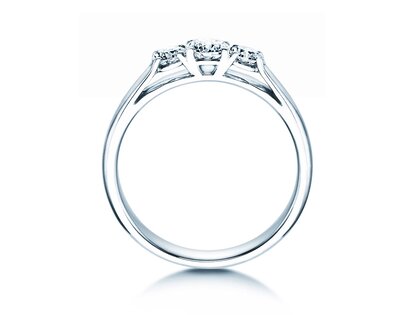 Engagement ring 3 Stones in 14K white gold with diamonds 0.40ct G/SI