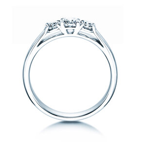 Engagement ring 3 Stones in 14K white gold with diamonds 0.40ct G/SI