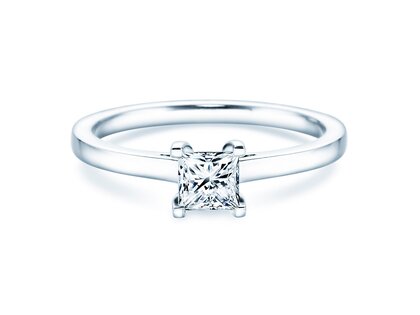 Engagement ring Princess in 14K white gold with diamond 0.50ct G/SI