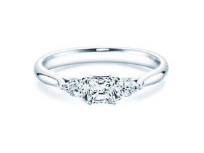 Engagement ring Vivid Asscher in 14K white gold with diamonds 0.53ct G/SI