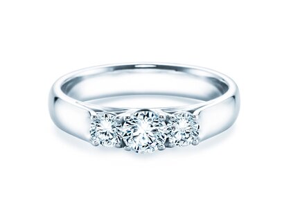 Engagement ring 3 Stones in 18K white gold with diamonds 0.75ct G/SI
