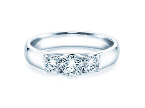 Engagement ring 3 Stones in 18K white gold with diamonds 0.75ct G/SI