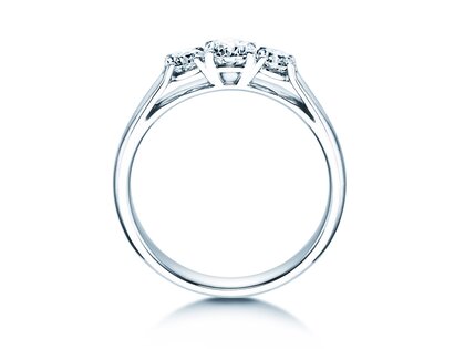 Engagement ring 3 Stones in 18K white gold with diamonds 0.75ct G/SI