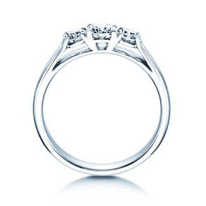 Engagement ring 3 Stones in 18K white gold with diamonds 0.75ct G/SI
