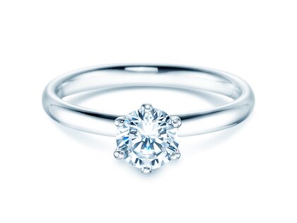 Engagement ring Classic 6 in 14K white gold with diamond 0.75ct H/SI