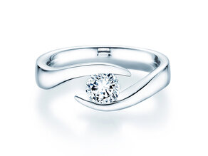 Engagement ring Twist in 9K white gold with diamond 0.75ct H/SI