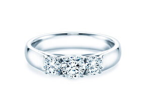 Engagement ring 3 Stones in 18K white gold with diamonds 1.00ct G/SI