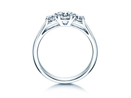Engagement ring 3 Stones in 18K white gold with diamonds 1.00ct G/SI