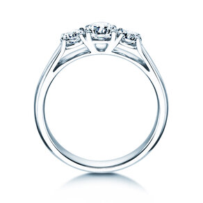 Engagement ring 3 Stones in 18K white gold with diamonds 1.00ct G/SI