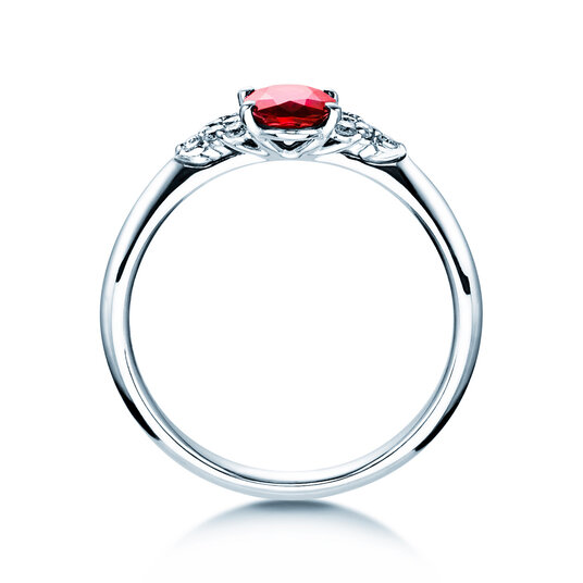 Engagement ring  in 9K white gold with ruby 1.00ct and diamonds 0.12ct