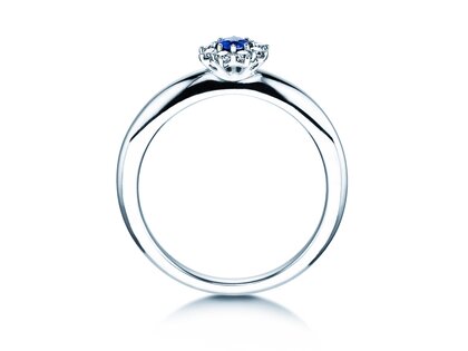Engagement ring Lovely in 14K white gold with sapphire 0.25ct and diamonds 0.25ct