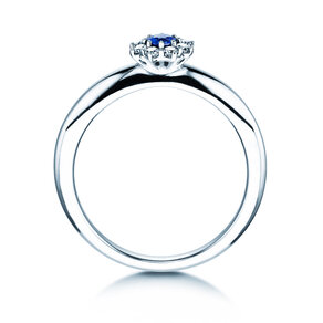 Engagement ring Lovely in 14K white gold with sapphire 0.25ct and diamonds 0.25ct