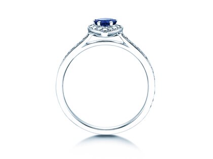Engagement ring Heart Saphir in platinum 950/- with sapphire 0.25ct and diamonds 0.34ct