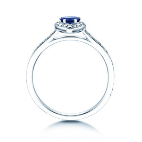 Engagement ring Heart Saphir in platinum 950/- with sapphire 0.25ct and diamonds 0.34ct