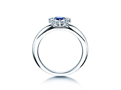 Engagement ring Lovely in 14K white gold with sapphire 0.33ct and diamonds 0.40ct
