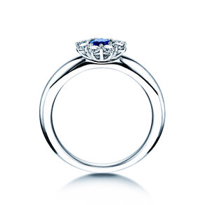 Engagement ring Lovely in 14K white gold with sapphire 0.33ct and diamonds 0.40ct