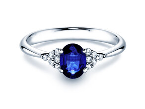 Engagement ring Vivid in 14K white gold with sapphire 1.00ct and diamonds 0.12ct