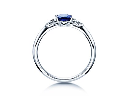 Engagement ring Vivid in 14K white gold with sapphire 1.00ct and diamonds 0.12ct