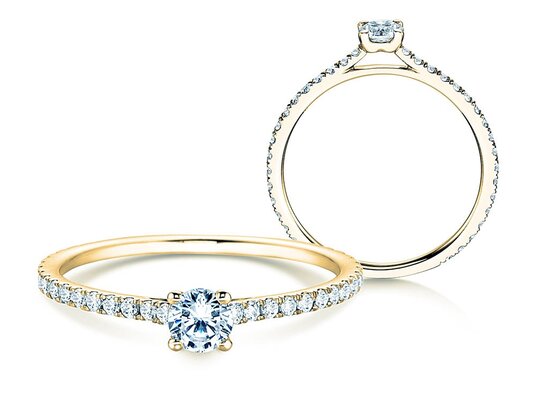 Engagement ring Pure Diamond in 9K yellow gold with lab-grown diamonds 0.54ct E/VS
